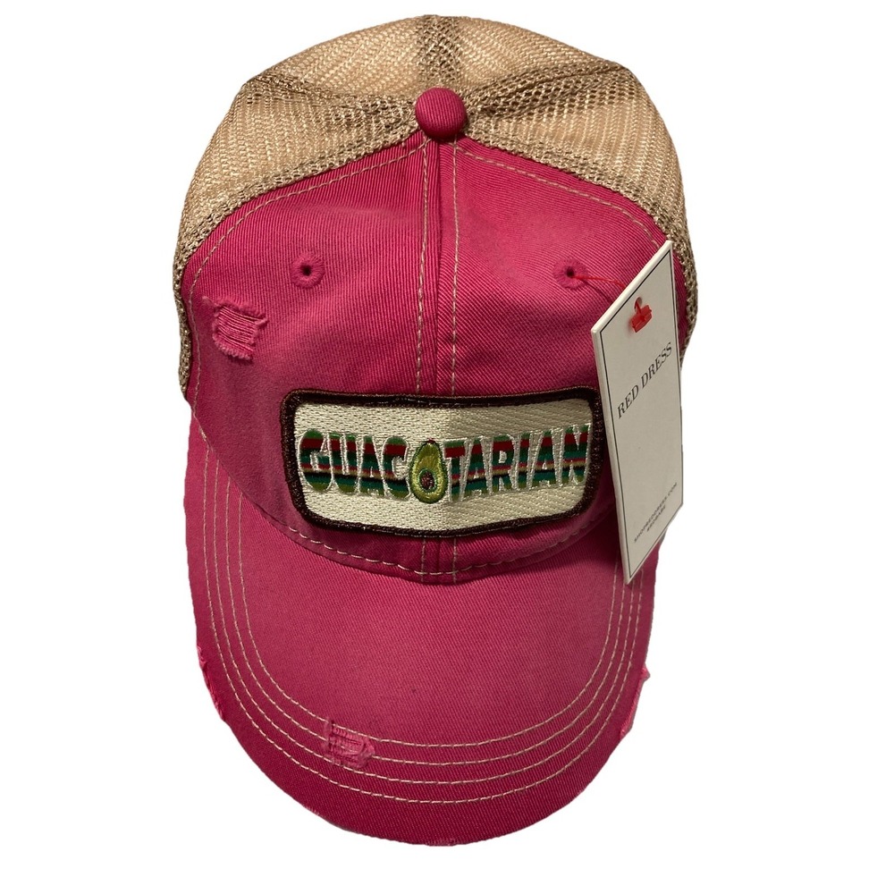 Outdoor Cap Guacotarian Trucker Hat Pink Tan Mesh Back Adjustable One Size Men
